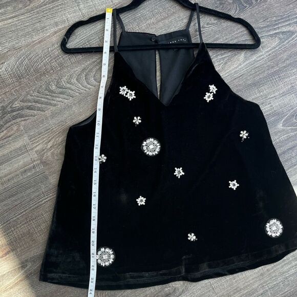 Endless Rose Black Velvet Cami with Crystal Embellishments Sz S - Picture 11 of 13